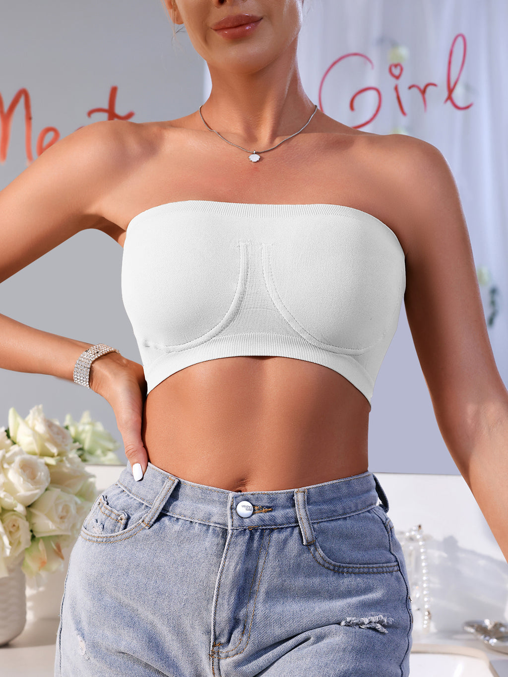 3PCS EssElegance Strapless Seamless Bandeau Tube Bra - Wire-Free Non-Slip Design, High-Stretch & Breathable For Backless Dresses, Daily Comfort
