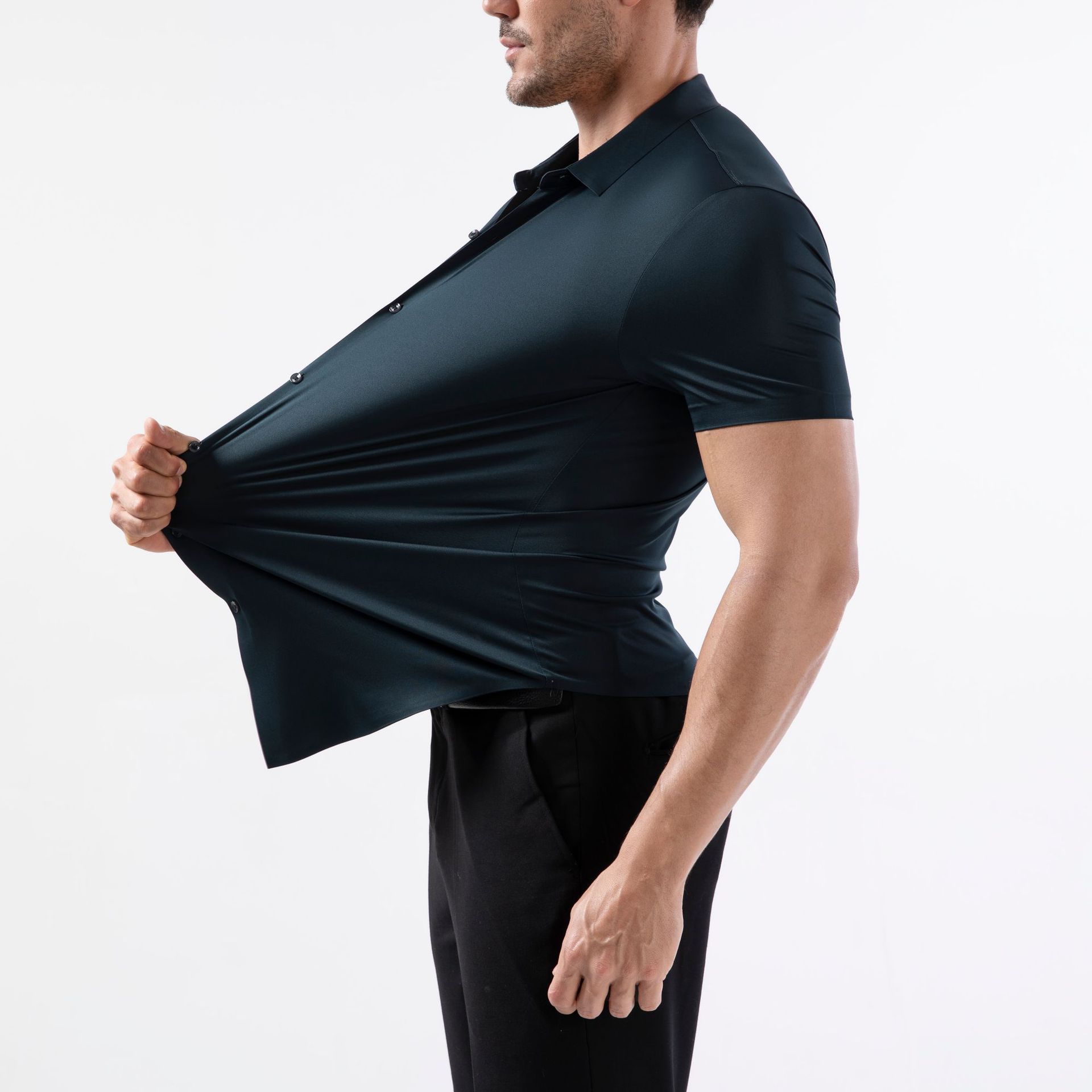 Four-side High Elastic Shirt Men's Short Sleeve Non-ironing Anti-wrinkle