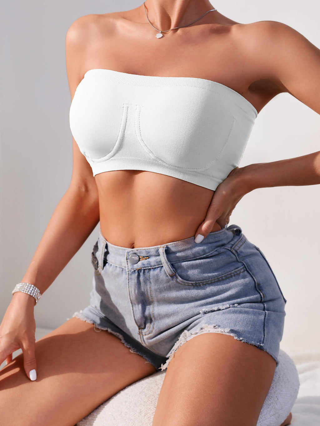 3PCS EssElegance Strapless Seamless Bandeau Tube Bra - Wire-Free Non-Slip Design, High-Stretch & Breathable For Backless Dresses, Daily Comfort